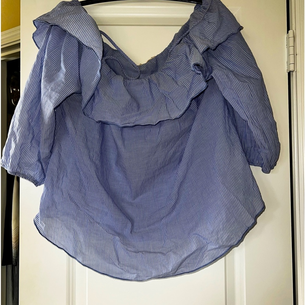 Adorable off the shoulder blouse, striped nautical look for summer